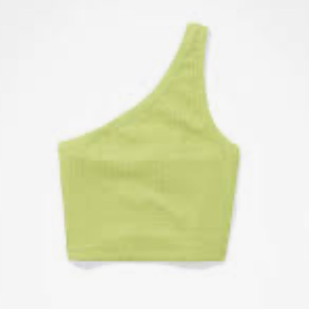 American Eagle One-Shoulder Lime Green Crop Top